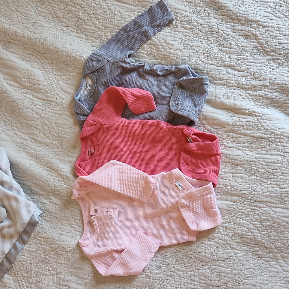 Gerber 0-3 months Long sleeve bodysuit Henley fabric 3 pack